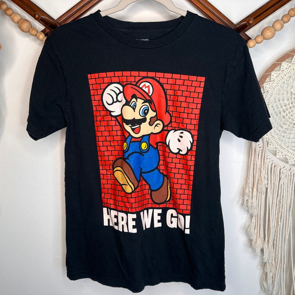 Super Mario Black Here We Go Graphic T